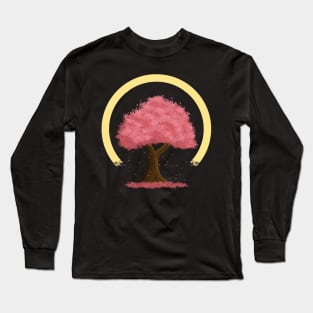 Simple Cherry Blossom Tree With Falling Leaves Version 4 Long Sleeve T-Shirt